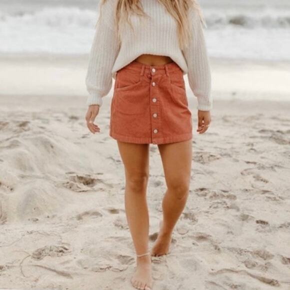 Free People Ray Corduroy Mini Skirt In Myrrh Size 8 - Picture 10 of 10